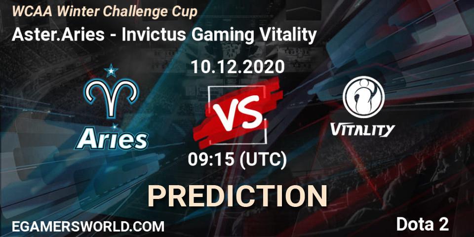 Aster.Aries vs Invictus Gaming Vitality: Match Prediction. 10.12.20, Dota 2, WCAA Winter Challenge Cup