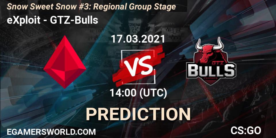 eXploit vs GTZ-Bulls: Match Prediction. 17.03.2021 at 14:00, Counter-Strike (CS2), Snow Sweet Snow #3: Regional Group Stage
