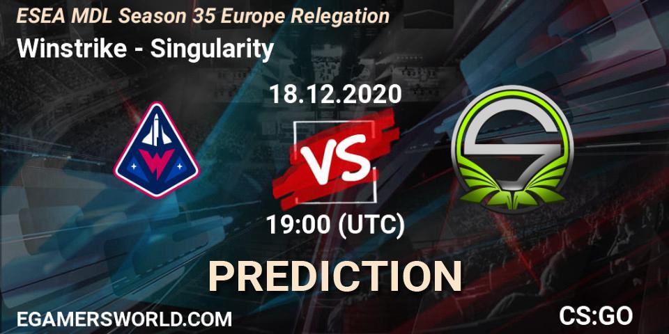 Winstrike vs Singularity: Match Prediction. 18.12.2020 at 17:00, Counter-Strike (CS2), ESEA MDL Season 35 Europe Relegation