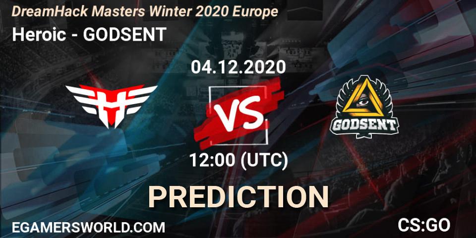 Heroic vs GODSENT: Match Prediction. 04.12.2020 at 12:00, Counter-Strike (CS2), DreamHack Masters Winter 2020 Europe