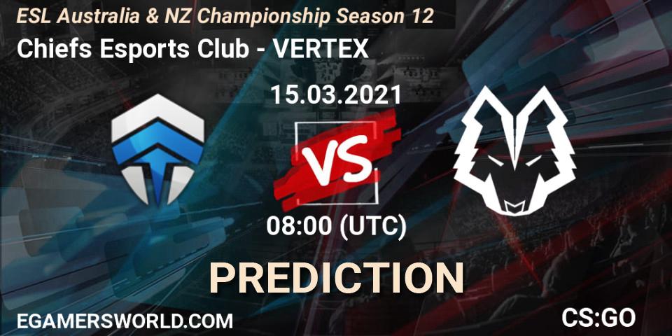 Chiefs Esports Club vs VERTEX: Match Prediction. 15.03.2021 at 08:00, Counter-Strike (CS2), ESL Australia & NZ Championship Season 12