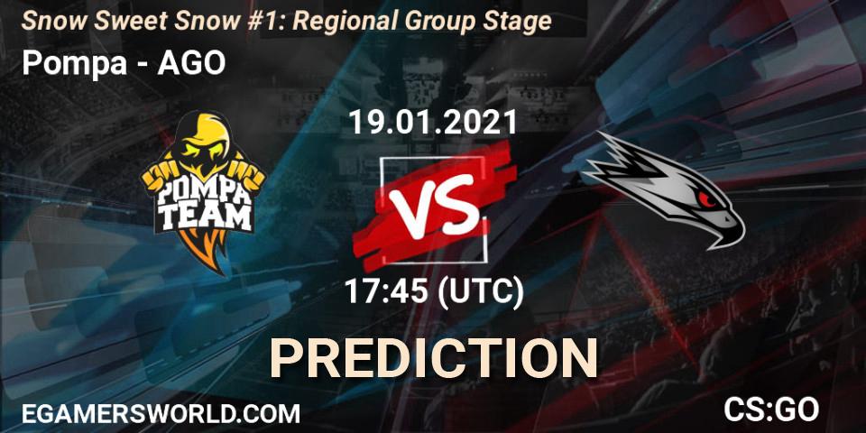 Pompa vs AGO: Match Prediction. 19.01.2021 at 17:50, Counter-Strike (CS2), Snow Sweet Snow #1: Regional Group Stage