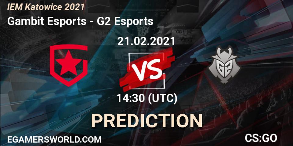 Gambit Esports vs G2 Esports: Match Prediction. 21.02.2021 at 14:30, Counter-Strike (CS2), IEM Katowice 2021