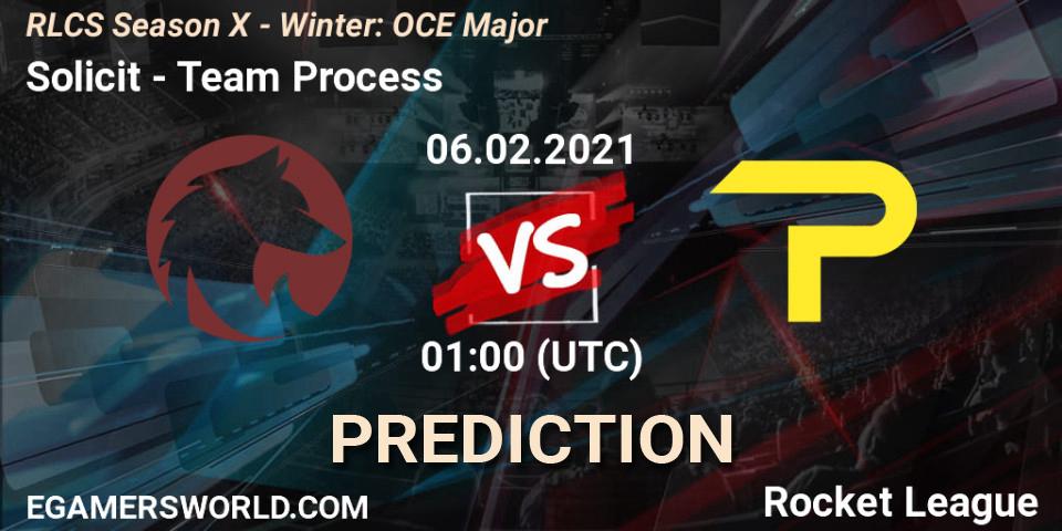 Solicit vs Team Process: Match Prediction. 06.02.2021 at 01:00, Rocket League, RLCS Season X - Winter: OCE Major