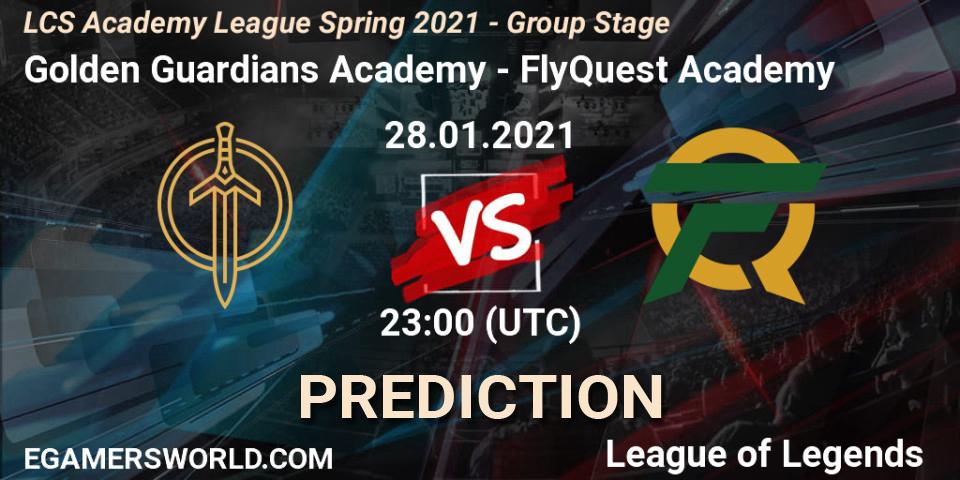 Golden Guardians Academy vs FlyQuest Academy: Match Prediction. 28.01.2021 at 23:00, LoL, LCS Academy League Spring 2021 - Group Stage