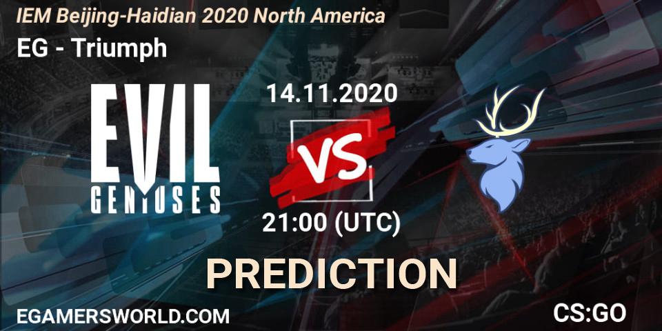 EG vs Triumph: Match Prediction. 14.11.2020 at 21:10, Counter-Strike (CS2), IEM Beijing-Haidian 2020 North America