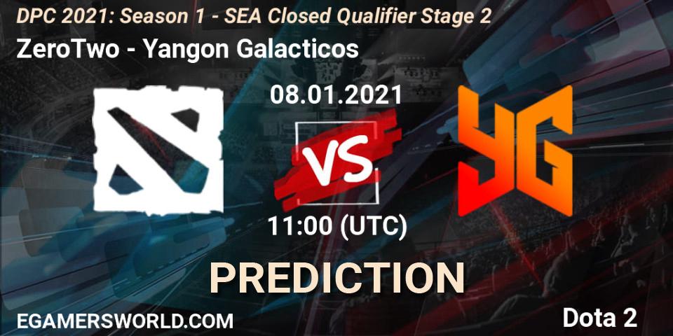 ZeroTwo vs Yangon Galacticos: Match Prediction. 08.01.2021 at 11:27, Dota 2, DPC 2021: Season 1 - SEA Closed Qualifier Stage 2