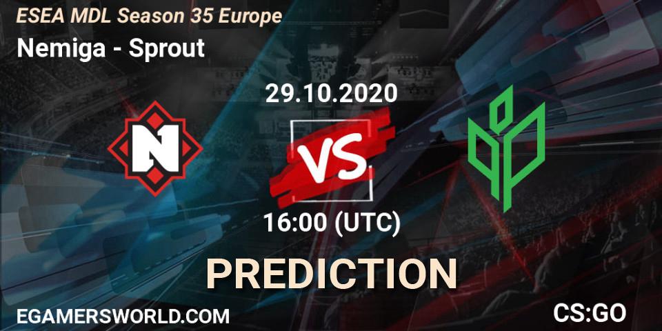 Nemiga vs Sprout: Match Prediction. 29.10.2020 at 16:30, Counter-Strike (CS2), ESEA MDL Season 35 Europe