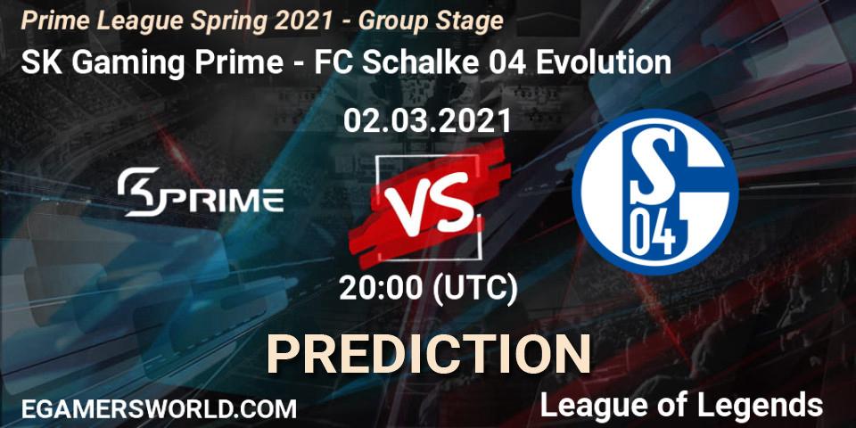 SK Gaming Prime vs FC Schalke 04 Evolution: Match Prediction. 02.03.2021 at 20:00, LoL, Prime League Spring 2021 - Group Stage