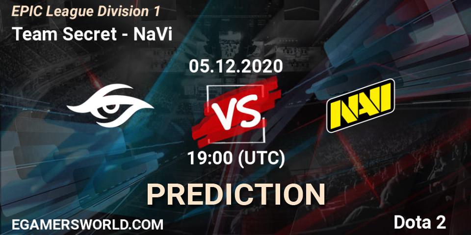 Team Secret vs NaVi: Match Prediction. 05.12.20, Dota 2, EPIC League Division 1