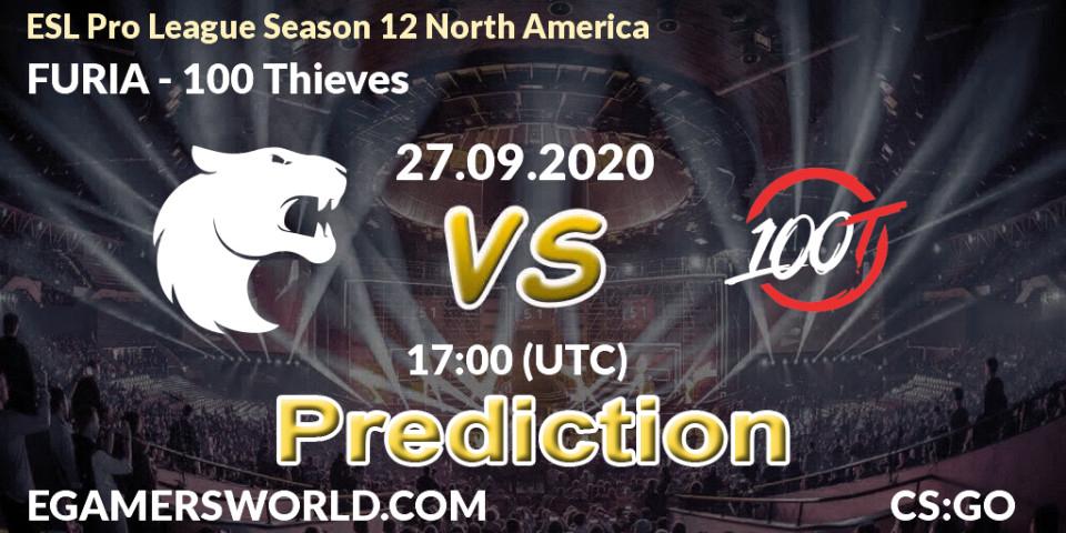 FURIA vs 100 Thieves: Match Prediction. 27.09.20, CS2 (CS:GO), ESL Pro League Season 12 North America