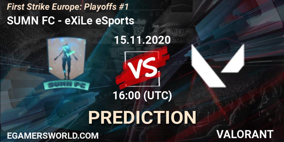 SUMN FC vs eXiLe eSports: Match Prediction. 15.11.20, VALORANT, First Strike Europe: Playoffs #1