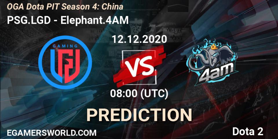 PSG.LGD vs Elephant.4AM: Match Prediction. 12.12.2020 at 08:02, Dota 2, OGA Dota PIT Season 4: China