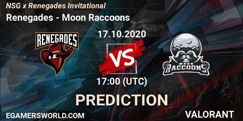 Renegades vs Moon Raccoons: Match Prediction. 17.10.2020 at 17:00, VALORANT, NSG x Renegades Invitational