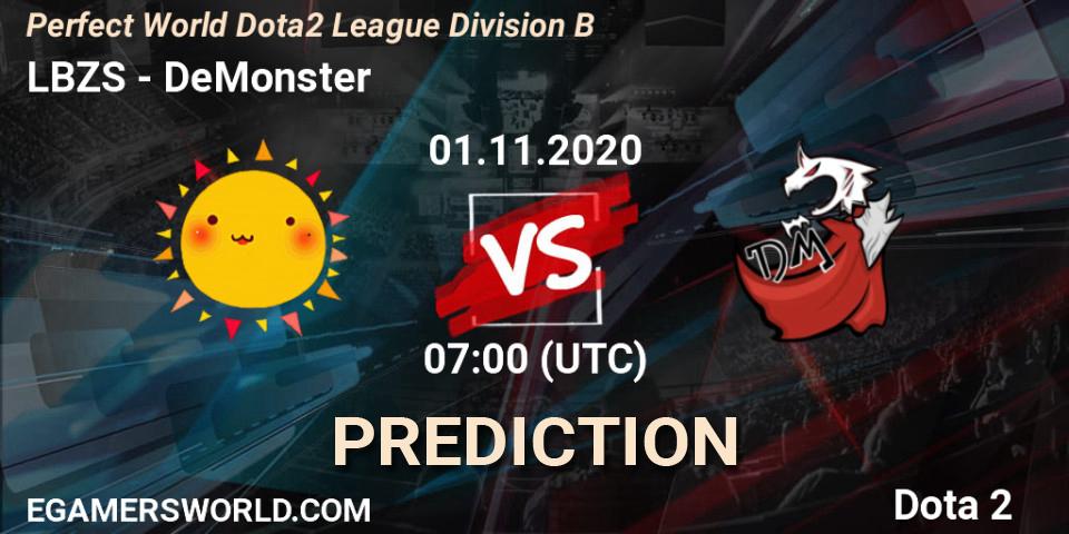 LBZS vs DeMonster: Match Prediction. 01.11.2020 at 07:00, Dota 2, Perfect World Dota2 League Division B