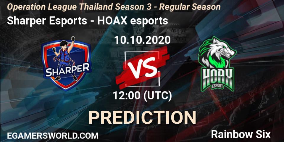Sharper Esports vs HOAX esports: Match Prediction. 10.10.2020 at 12:00, Rainbow Six, Operation League Thailand Season 3 - Regular Season