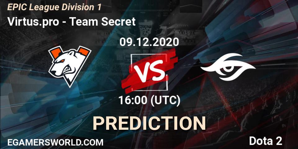 Virtus.pro vs Team Secret: Match Prediction. 09.12.2020 at 16:02, Dota 2, EPIC League Division 1