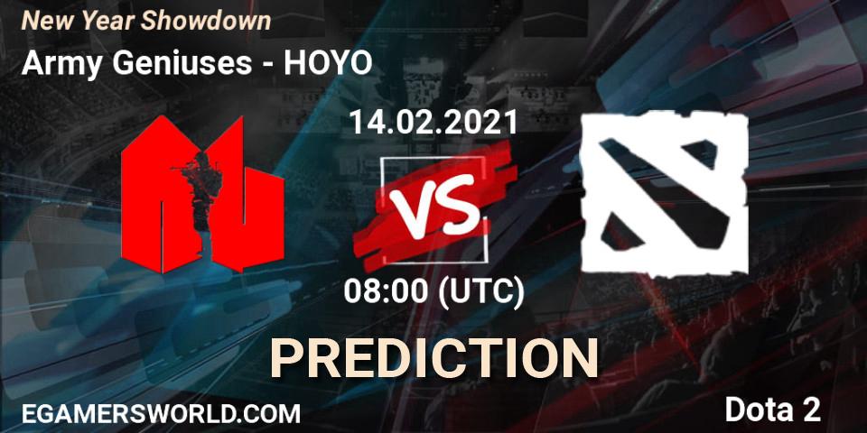 Army Geniuses vs HOYO: Match Prediction. 14.02.2021 at 08:21, Dota 2, New Year Showdown