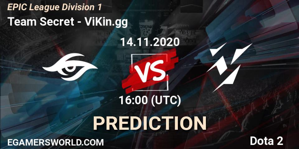 Team Secret vs ViKin.gg: Match Prediction. 14.11.2020 at 16:11, Dota 2, EPIC League Division 1