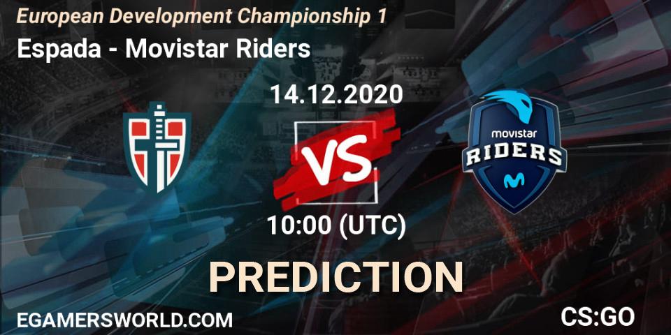 Espada vs Movistar Riders: Match Prediction. 14.12.20, CS2 (CS:GO), European Development Championship 1