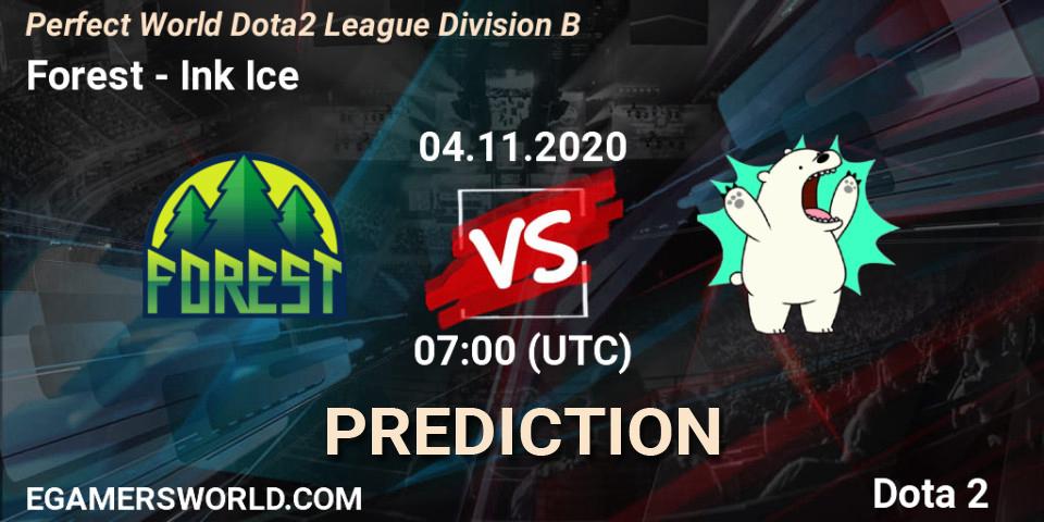 Forest vs Ink Ice: Match Prediction. 04.11.2020 at 07:00, Dota 2, Perfect World Dota2 League Division B