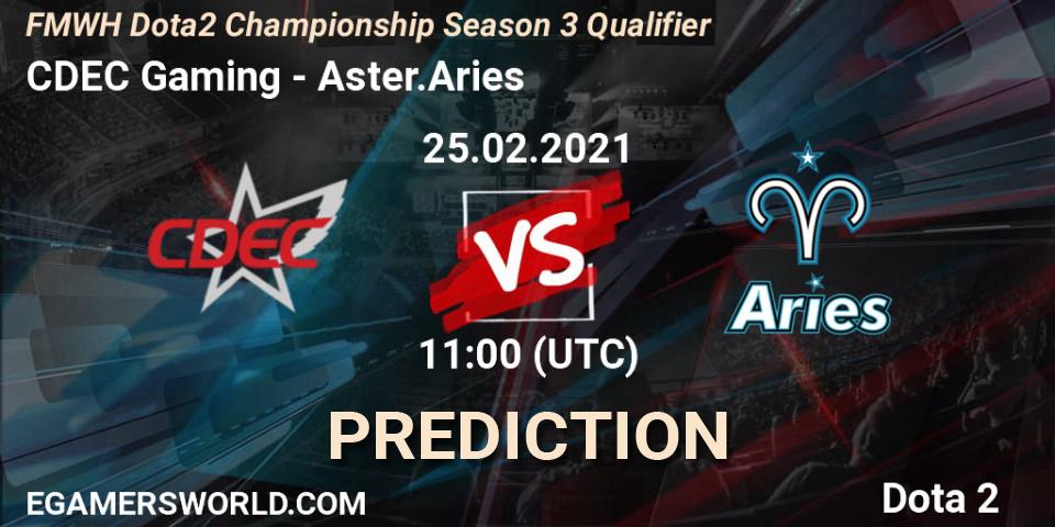 CDEC Gaming vs Aster.Aries: Match Prediction. 25.02.2021 at 10:53, Dota 2, FMWH Dota2 Championship Season 3 Qualifier