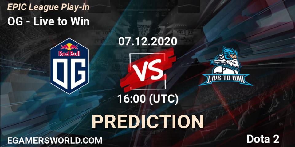OG vs Live to Win: Match Prediction. 07.12.2020 at 16:00, Dota 2, EPIC League Play-in