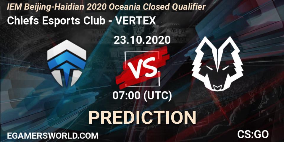 Chiefs Esports Club vs VERTEX: Match Prediction. 23.10.2020 at 07:00, Counter-Strike (CS2), IEM Beijing-Haidian 2020 Oceania Closed Qualifier