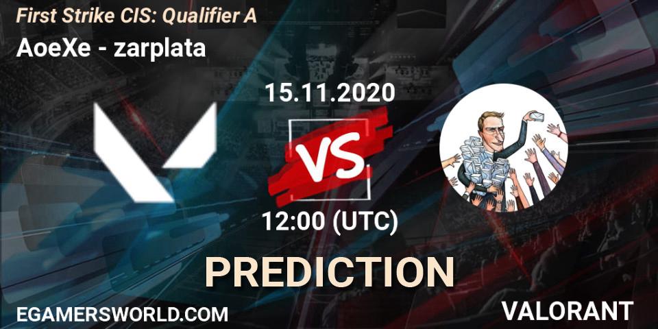 AoeXe vs zarplata: Match Prediction. 15.11.20, VALORANT, First Strike CIS: Qualifier A