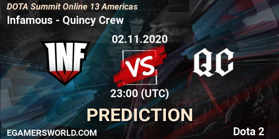 Infamous vs Quincy Crew: Match Prediction. 02.11.2020 at 23:19, Dota 2, DOTA Summit 13: Americas