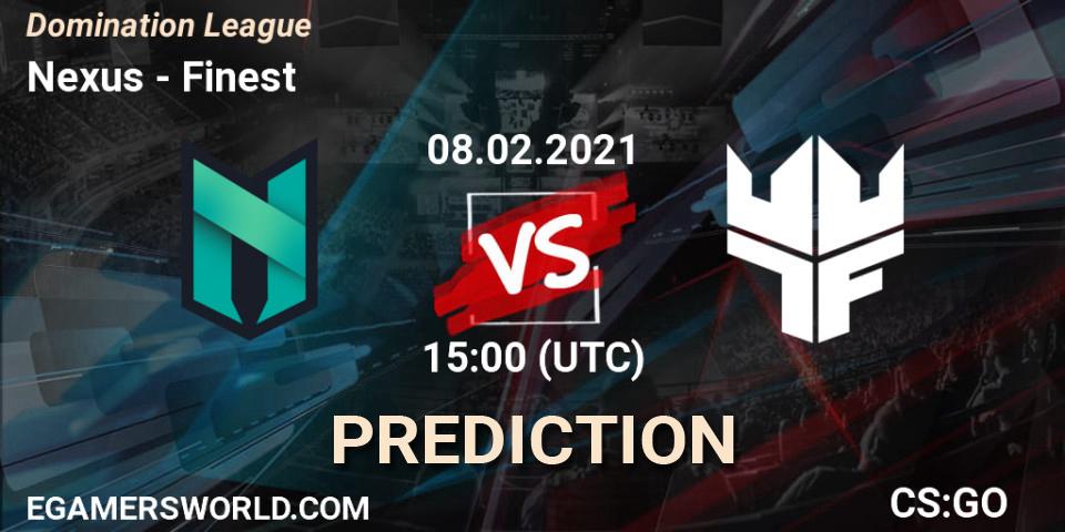 Nexus vs Finest: Match Prediction. 08.02.2021 at 15:00, Counter-Strike (CS2), Domination League