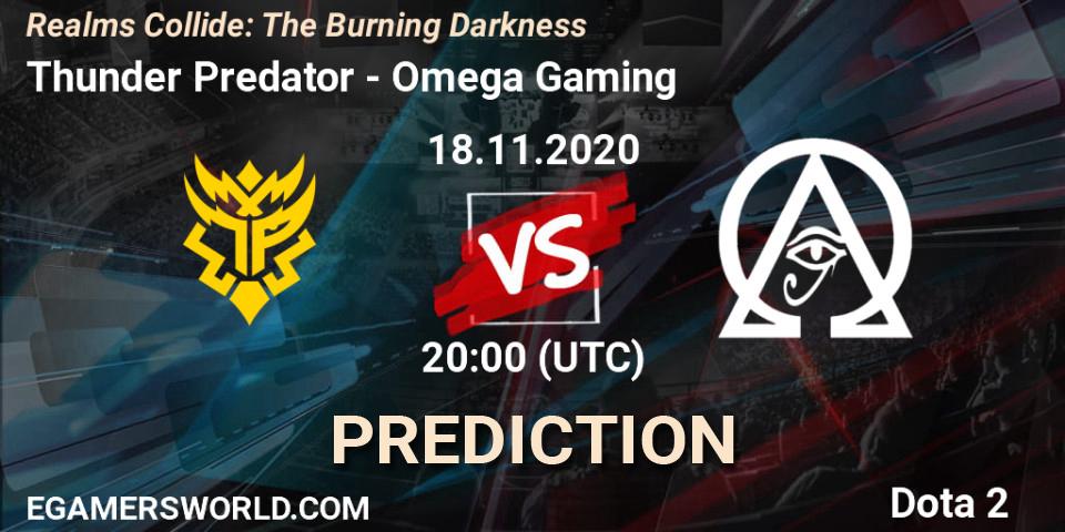 Thunder Predator vs Omega Gaming: Match Prediction. 18.11.2020 at 20:05, Dota 2, Realms Collide: The Burning Darkness