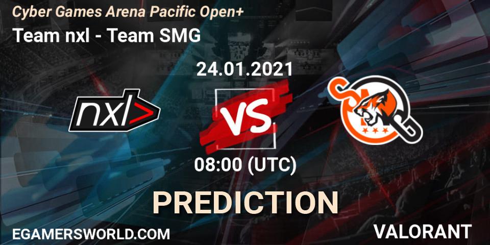 Team nxl vs Team SMG: Match Prediction. 24.01.2021 at 08:00, VALORANT, Cyber Games Arena Pacific Open+
