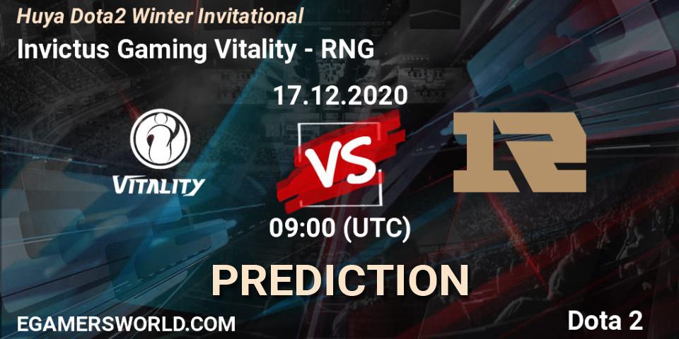Invictus Gaming Vitality vs RNG: Match Prediction. 17.12.2020 at 09:06, Dota 2, Huya Dota2 Winter Invitational