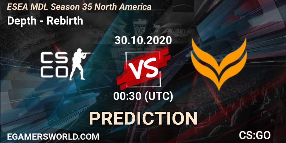 Depth vs Rebirth: Match Prediction. 30.10.2020 at 00:30, Counter-Strike (CS2), ESEA MDL Season 35 North America