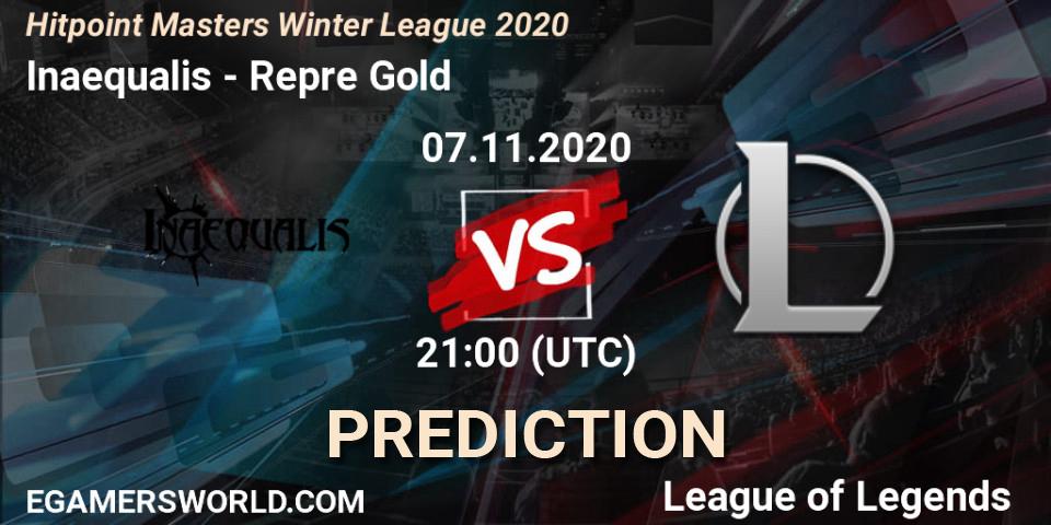 Inaequalis vs Repre Gold: Match Prediction. 07.11.2020 at 21:00, LoL, Hitpoint Masters Winter League 2020