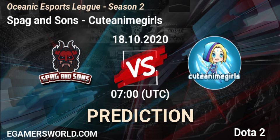 Spag and Sons vs Cuteanimegirls: Match Prediction. 18.10.2020 at 09:02, Dota 2, Oceanic Esports League - Season 2