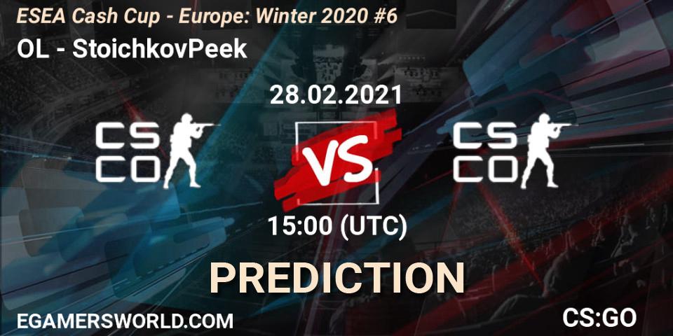 OL vs StoichkovPeek: Match Prediction. 28.02.2021 at 15:00, Counter-Strike (CS2), ESEA Cash Cup - Europe: Winter 2020 #6