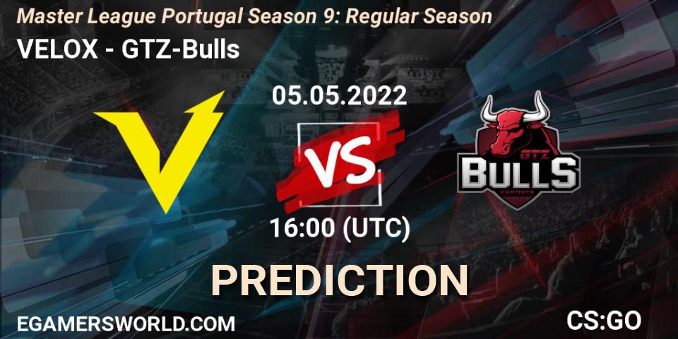 VELOX vs GTZ-Bulls: Match Prediction. 05.05.2022 at 16:00, Counter-Strike (CS2), Master League Portugal Season 9: Regular Season