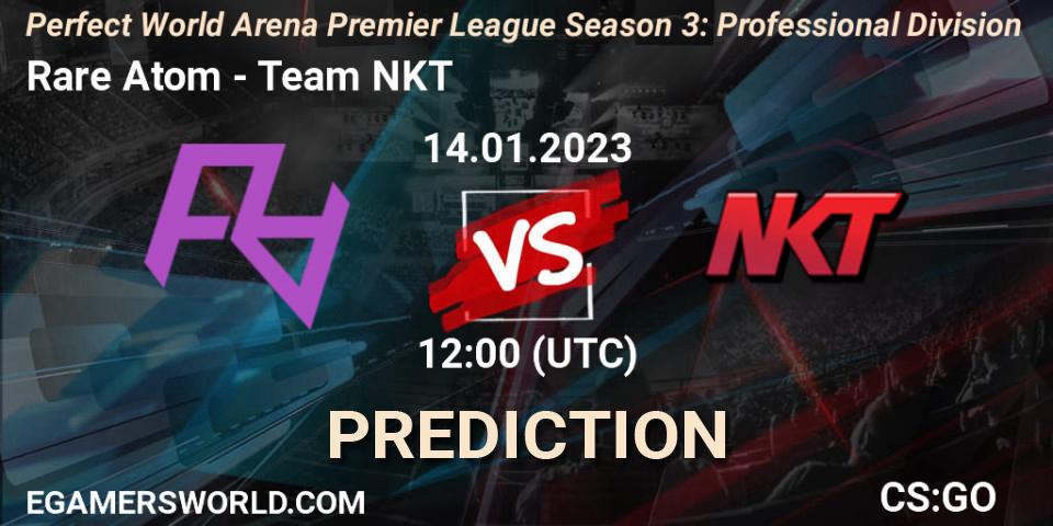 Rare Atom vs Team NKT: Match Prediction. 14.01.2023 at 12:30, Counter-Strike (CS2), Perfect World Arena Premier League Season 3: Professional Division