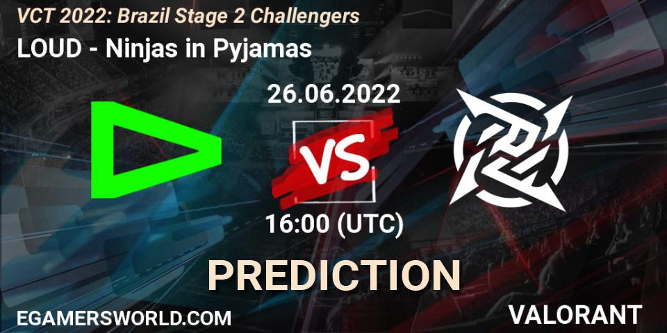 LOUD vs Ninjas in Pyjamas: Match Prediction. 26.06.22, VALORANT, VCT 2022: Brazil Stage 2 Challengers