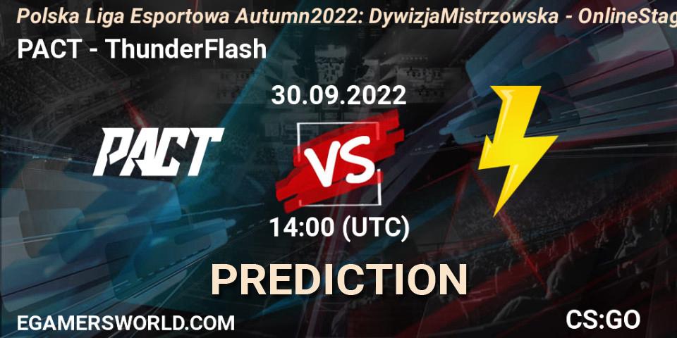 PACT vs ThunderFlash: Match Prediction. 30.09.22, CS2 (CS:GO), Polska Liga Esportowa Autumn 2022: Dywizja Mistrzowska - Online Stage