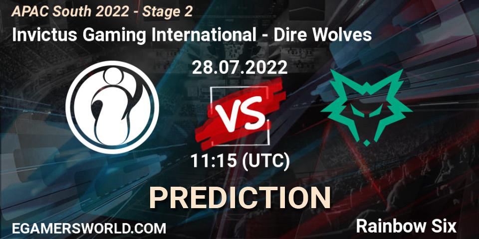 Invictus Gaming International vs Dire Wolves: Match Prediction. 28.07.2022 at 11:15, Rainbow Six, APAC South 2022 - Stage 2