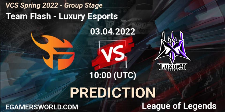Team Flash vs Luxury Esports: Match Prediction. 03.04.2022 at 10:00, LoL, VCS Spring 2022 - Group Stage 