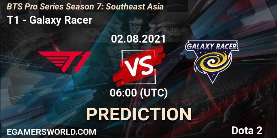 T1 vs Galaxy Racer: Match Prediction. 02.08.2021 at 06:00, Dota 2, BTS Pro Series Season 7: Southeast Asia