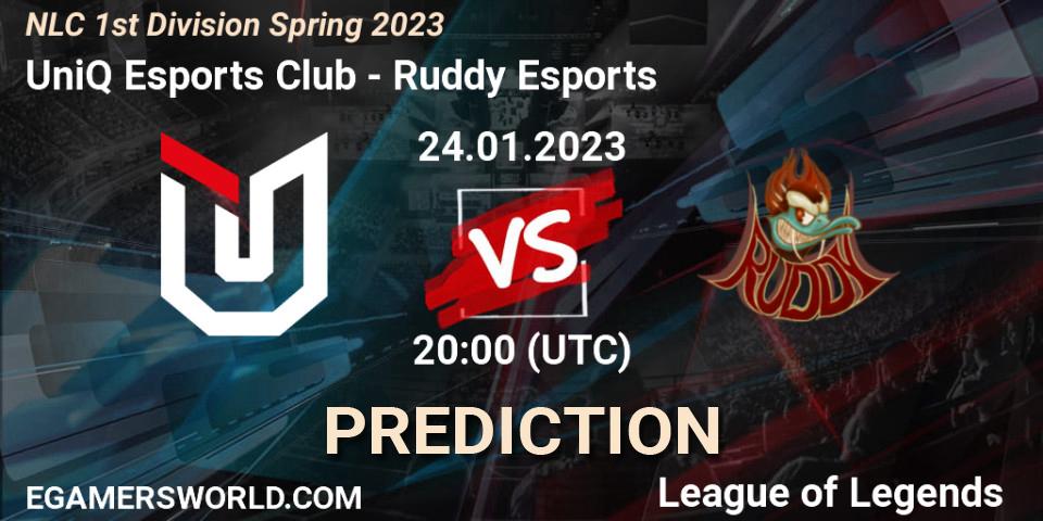 UniQ Esports Club vs Ruddy Esports: Match Prediction. 24.01.2023 at 20:00, LoL, NLC 1st Division Spring 2023