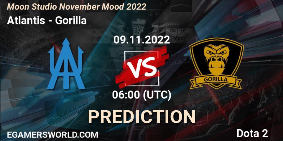 Atlantis vs Gorilla: Match Prediction. 09.11.2022 at 06:09, Dota 2, Moon Studio November Mood 2022