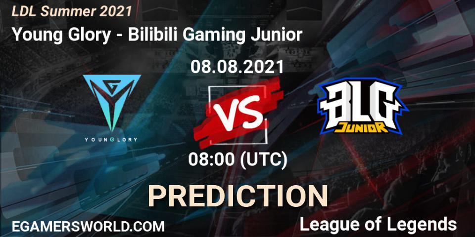 Young Glory vs Bilibili Gaming Junior: Match Prediction. 08.08.2021 at 08:30, LoL, LDL Summer 2021