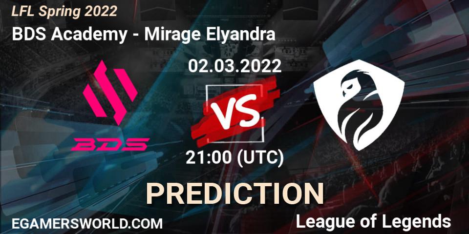 BDS Academy vs Mirage Elyandra: Match Prediction. 02.03.2022 at 21:15, LoL, LFL Spring 2022