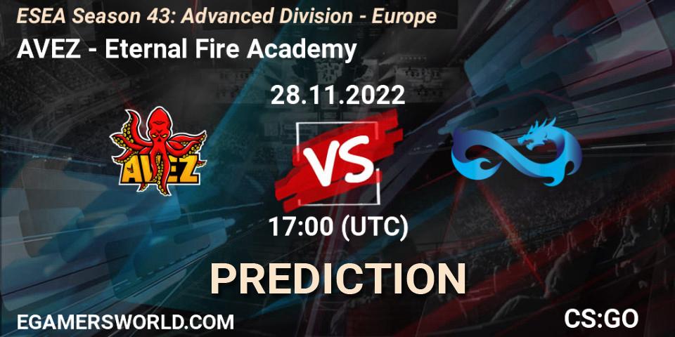 AVEZ vs Eternal Fire Academy: Match Prediction. 28.11.22, CS2 (CS:GO), ESEA Season 43: Advanced Division - Europe